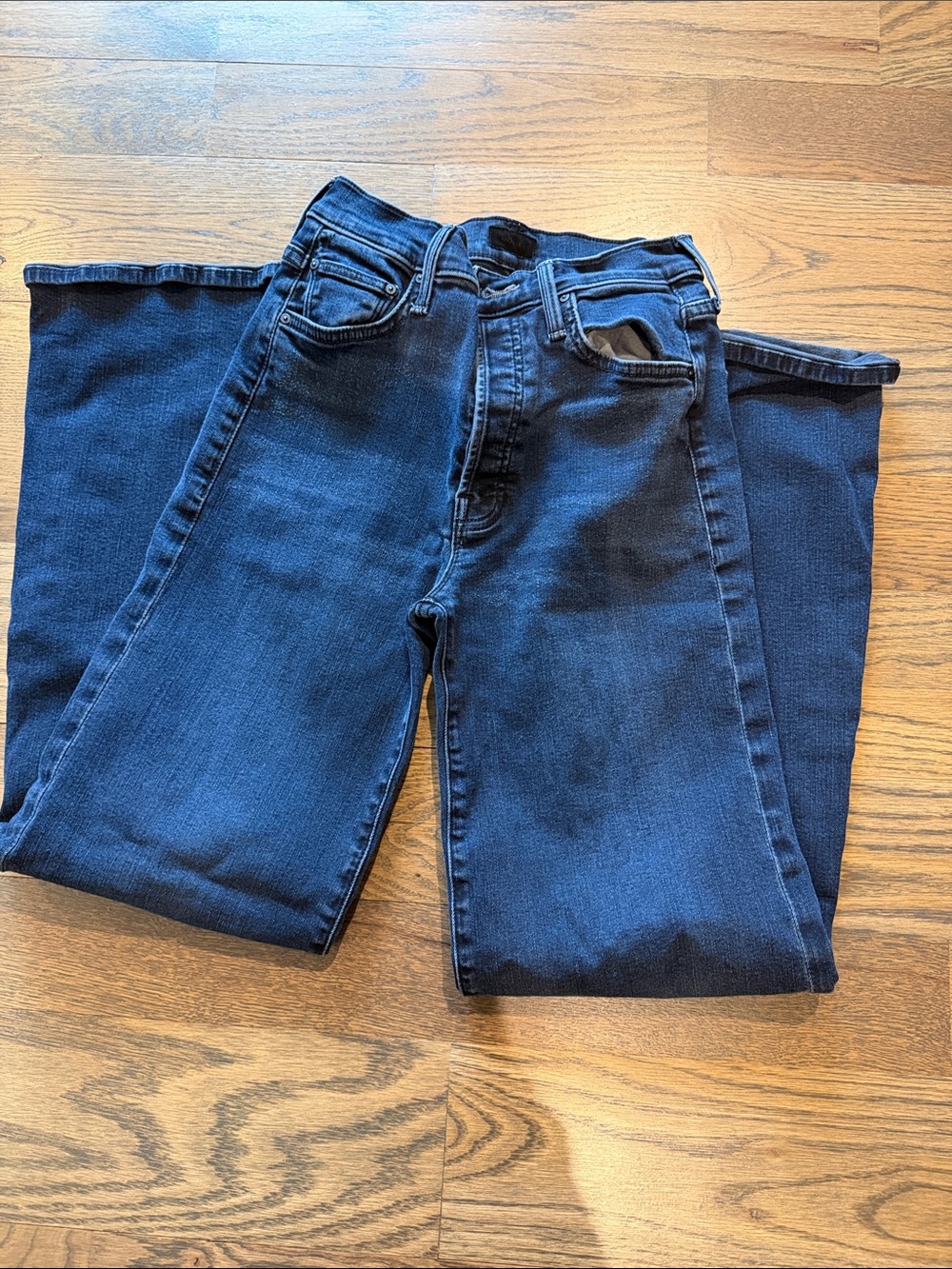 MOTHER Dark Navy Wide-Leg Jeans